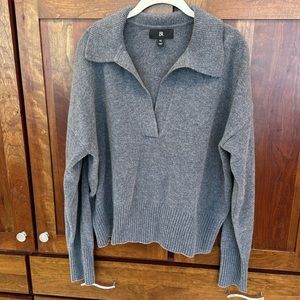 Banana Republic Luna Cashmere Sweater Polo; Medium Heather Gray; XL; almost new